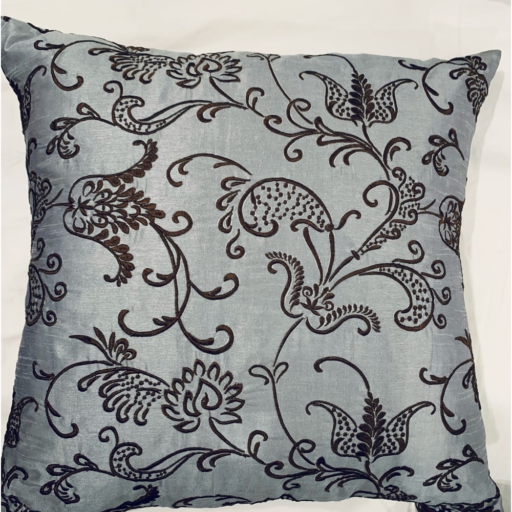 Silk Embroidered Pillows, Feather and Poly Filled - Picture 5 of 13